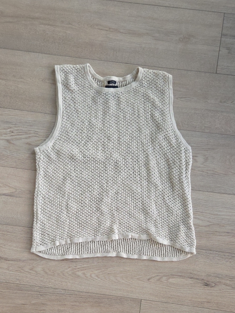Abercrombie & Fitch Cream Cropped Open-Knit Tank